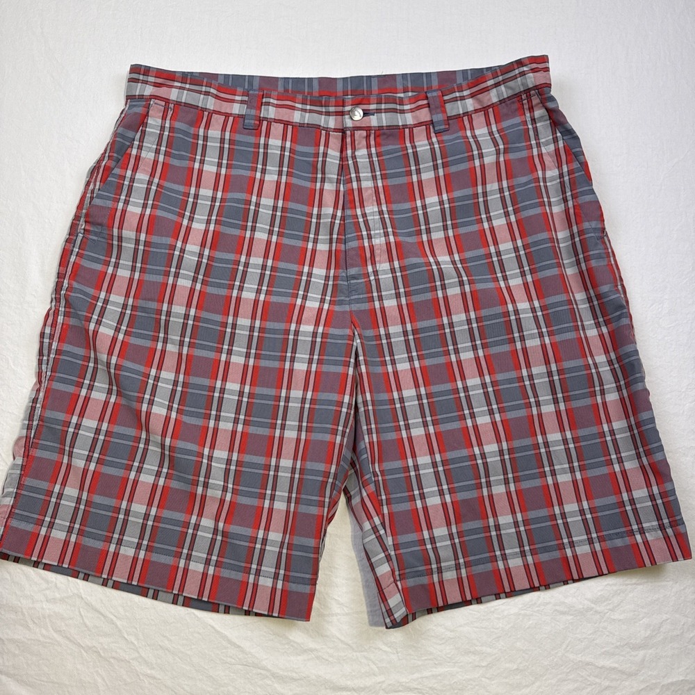 Callaway Shorts Mens 38 Plaid Golf PINK RED LAVENDER Check Summer Polyester